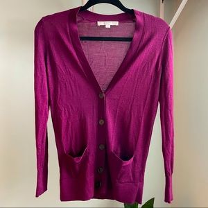 Small LOFT Burgundy Cardigan